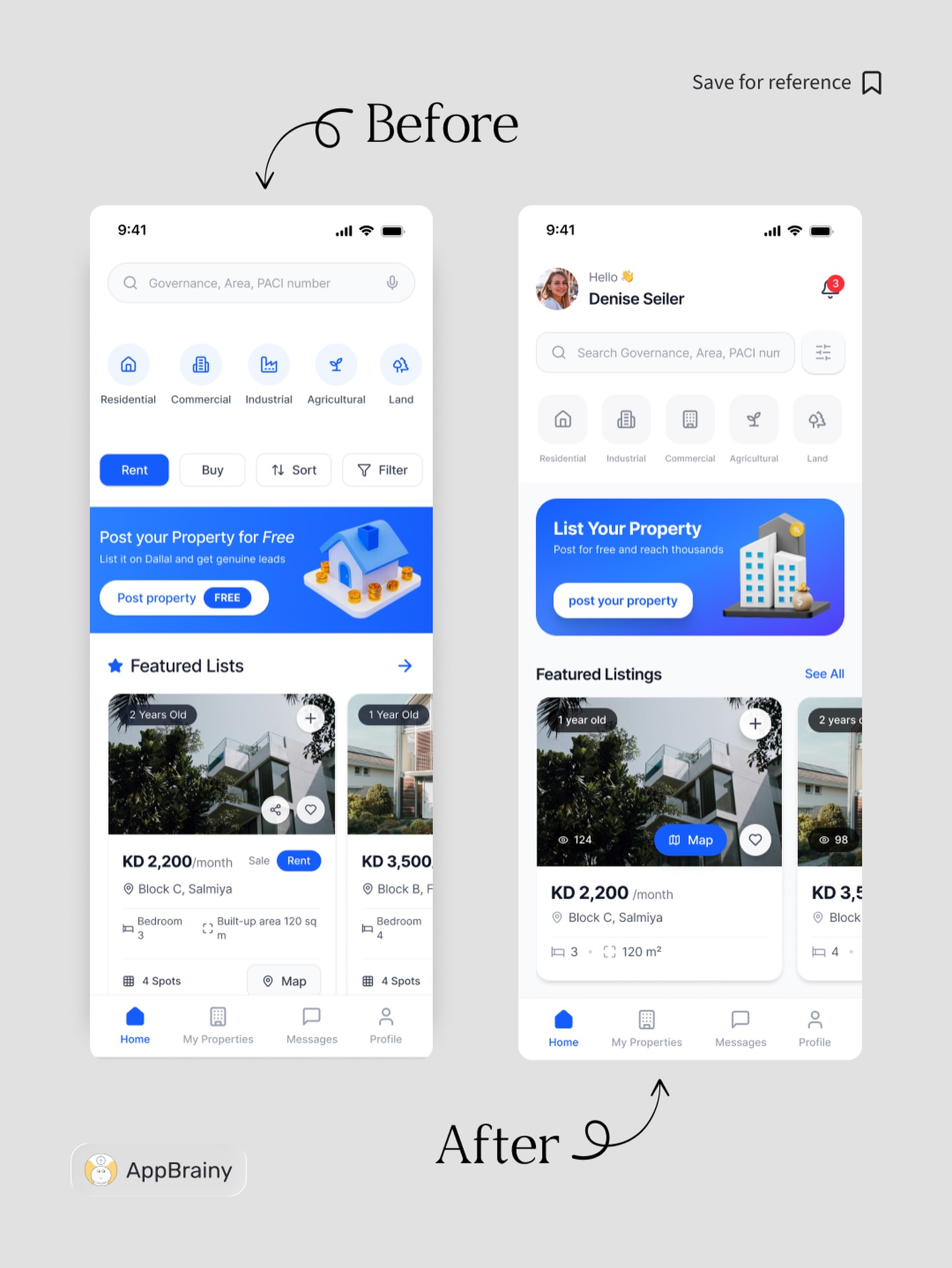 Real estate app homepage redesign