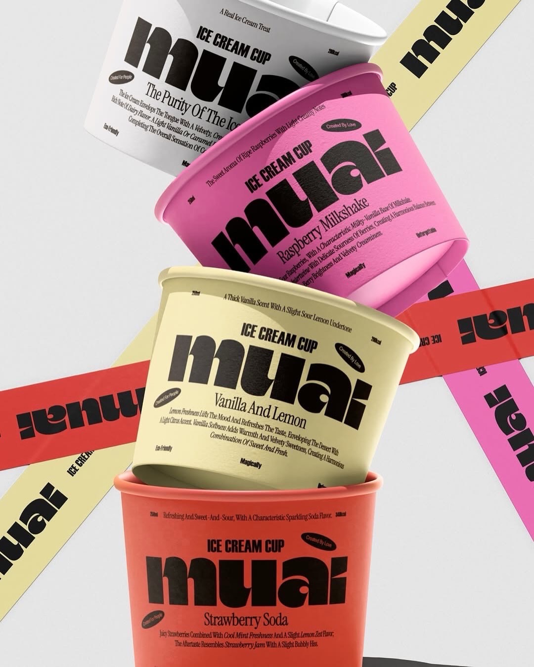 Logo and packaging design for “muai” ice cream
