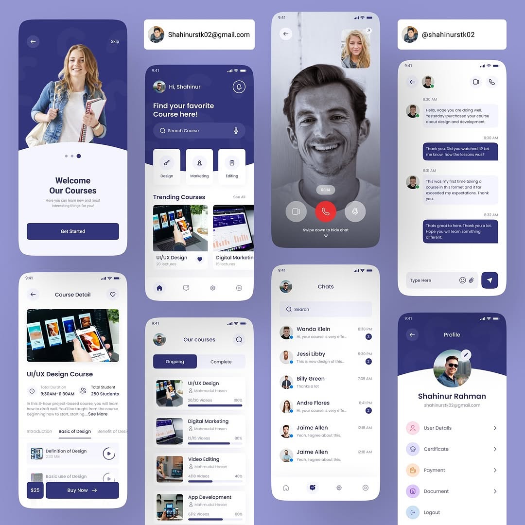 Online courses app design
