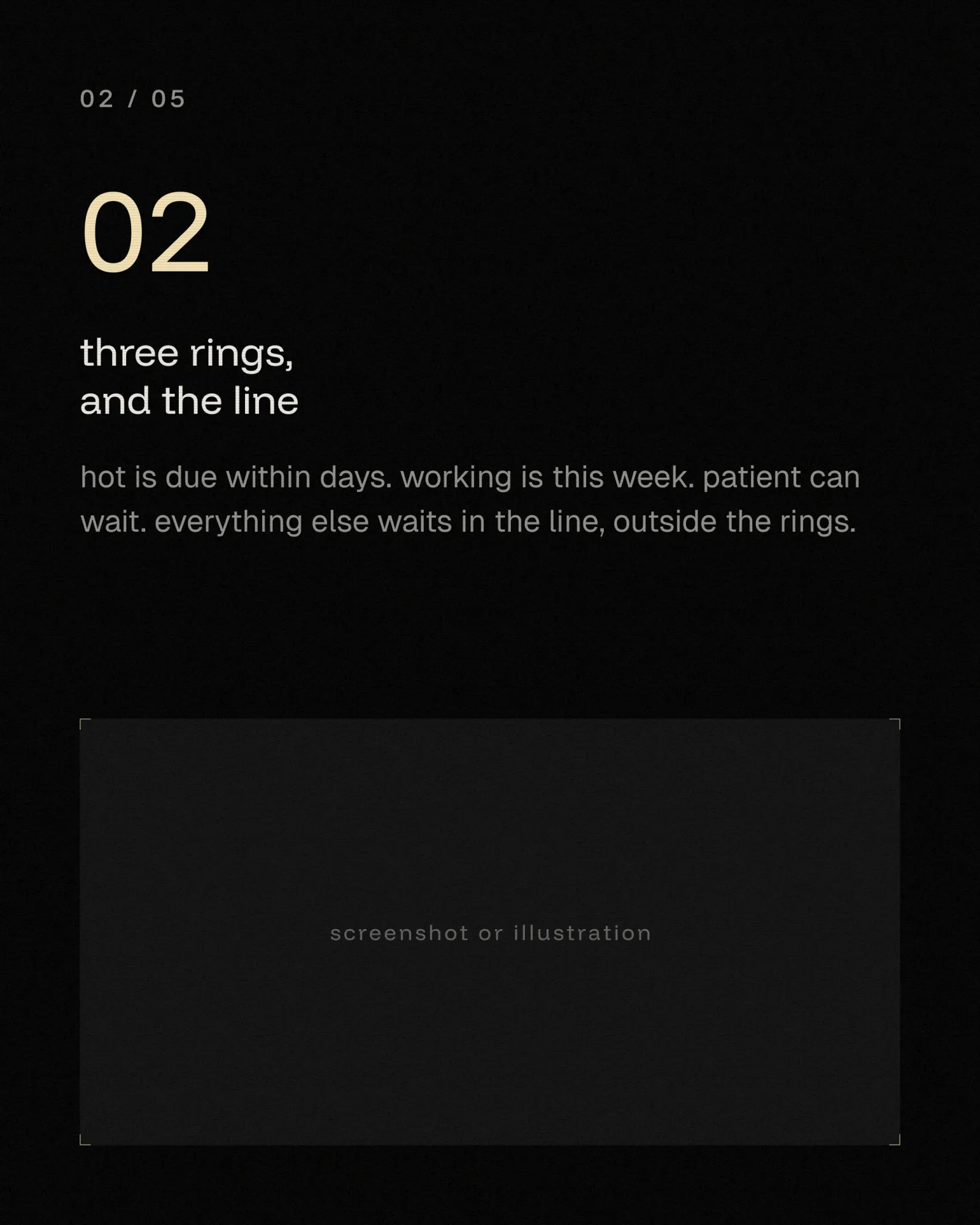 A carousel slide template: 02, three rings and the line.