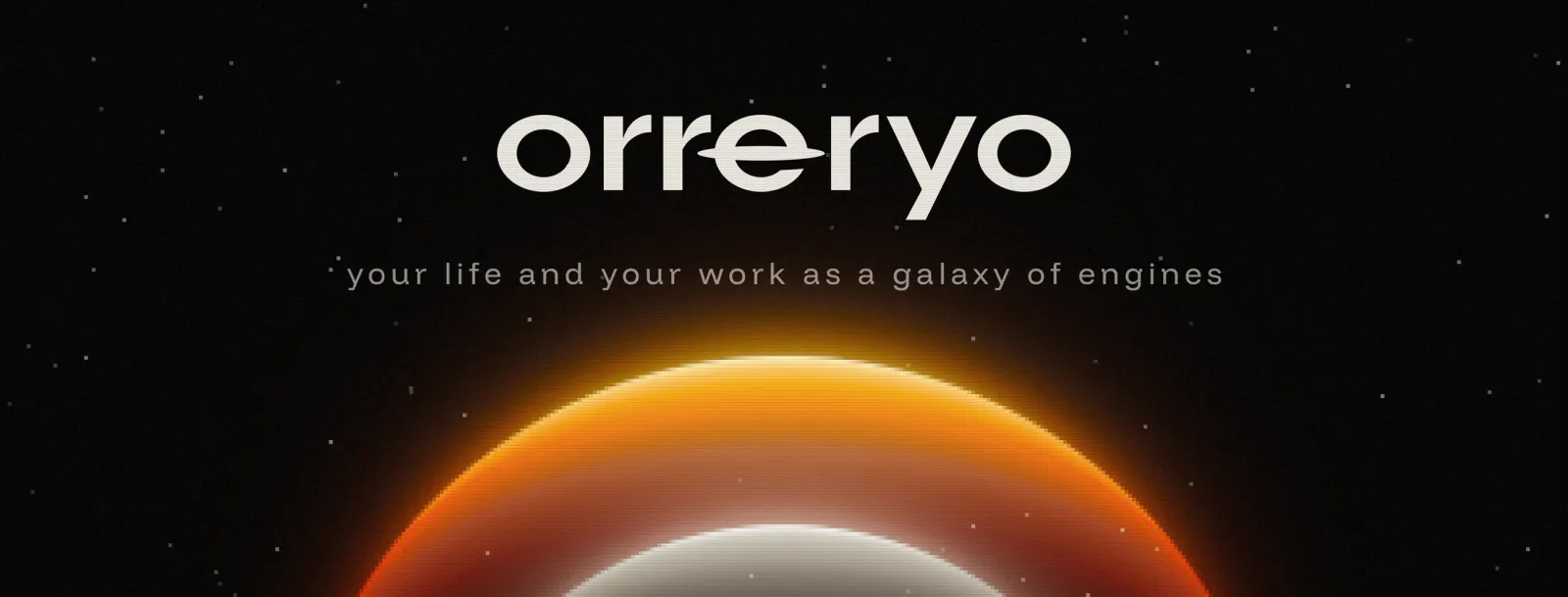 The Facebook cover: the wordmark over a nest of worlds.
