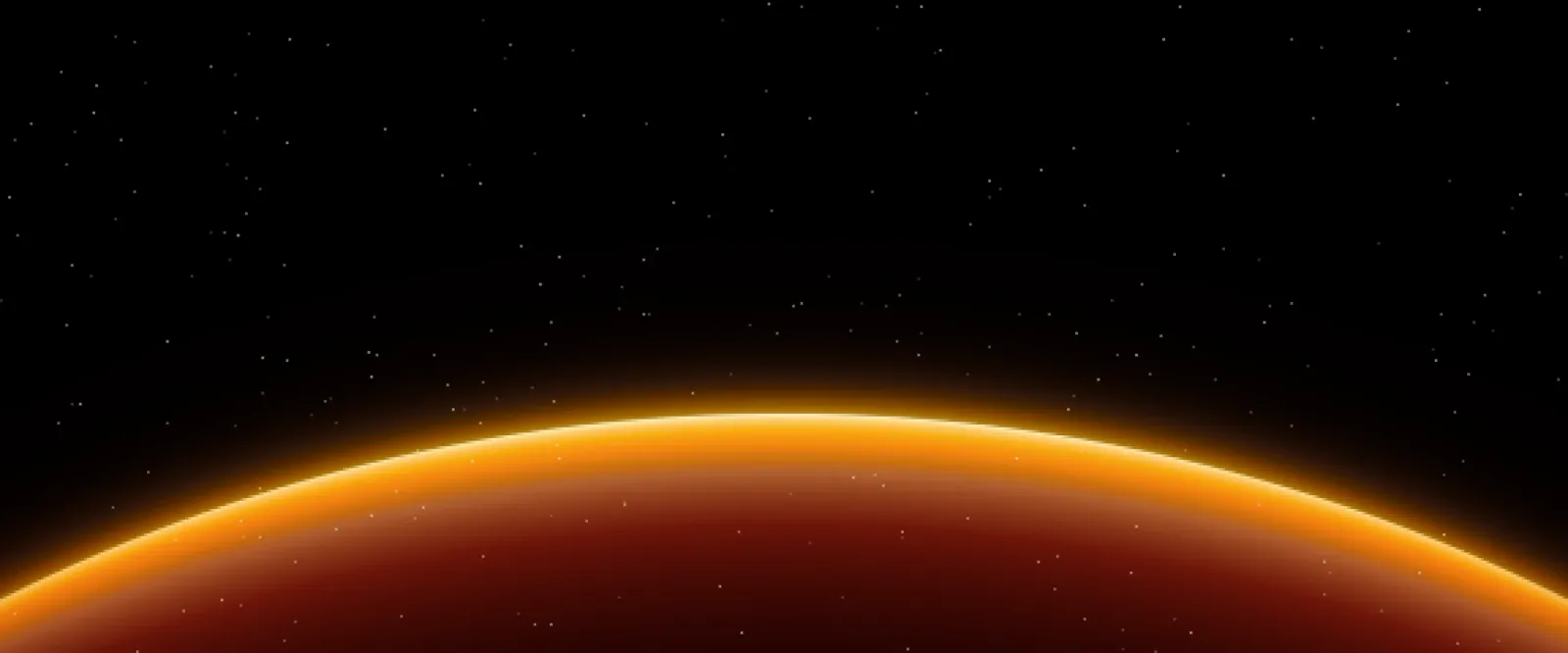A single ember world rising over the bottom of the frame, its crest a thin cream line.