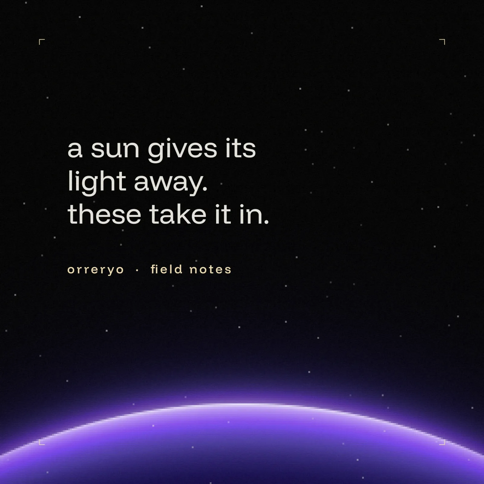 An Instagram quote template: a sun gives its light away, these take it in, over a violet horizon.