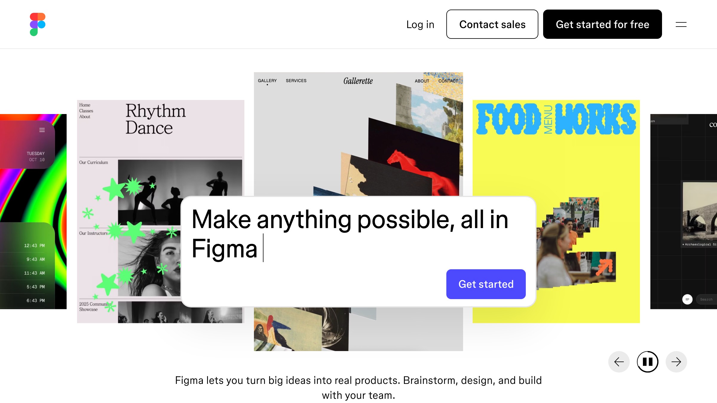 Figma marketing page showing the collaborative design brand