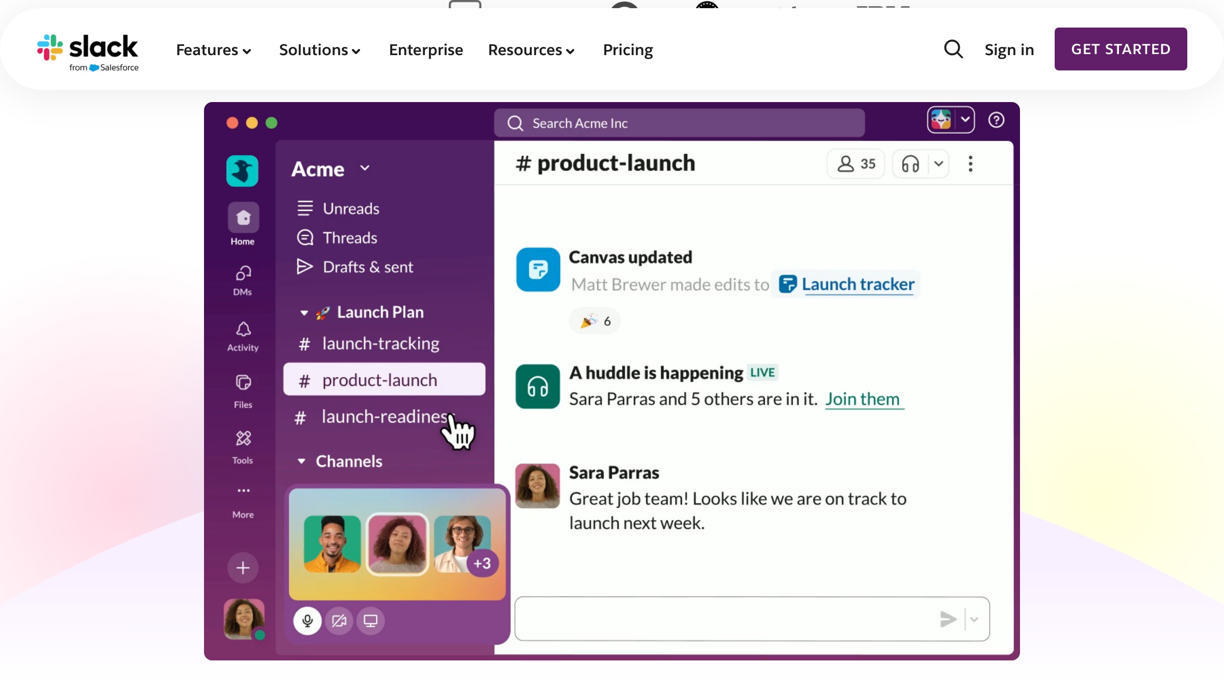 Slack product interface showing the friendly brand language