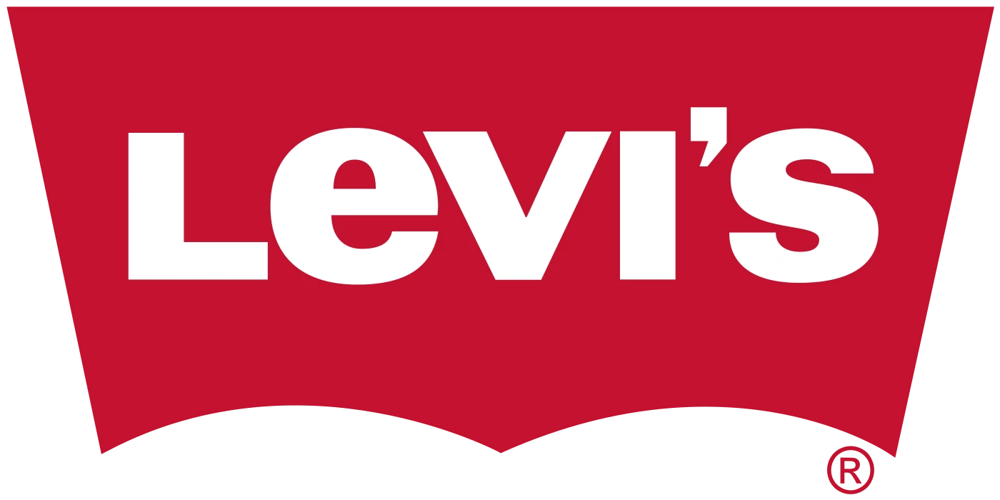 The Levi's batwing logo, white letters on a red batwing shape