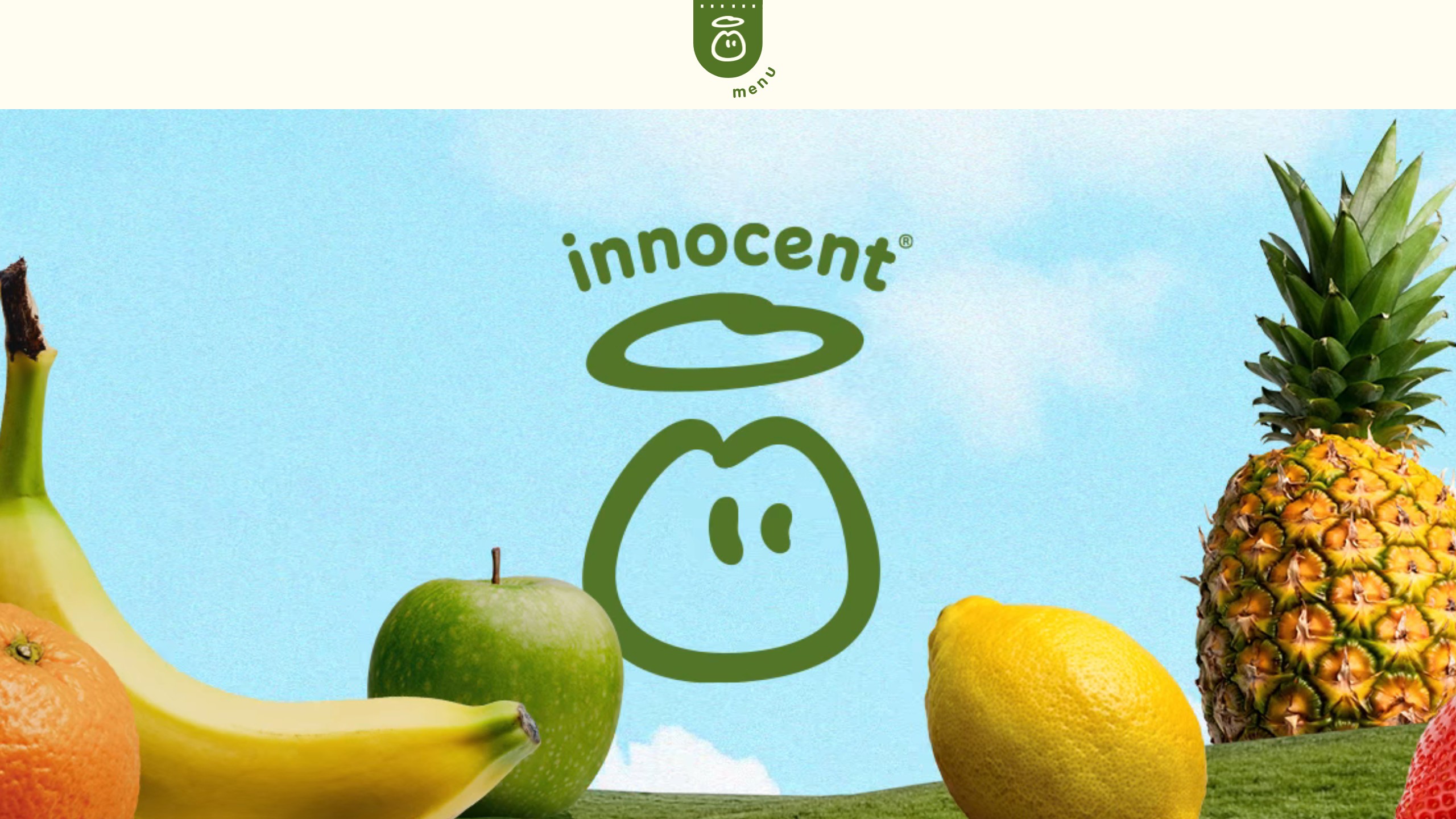 Innocent Drinks homepage with the playful-honest voice carrying the entire brand personality.