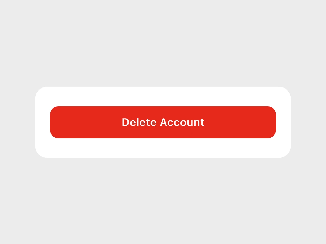 A red button that says Delete Account