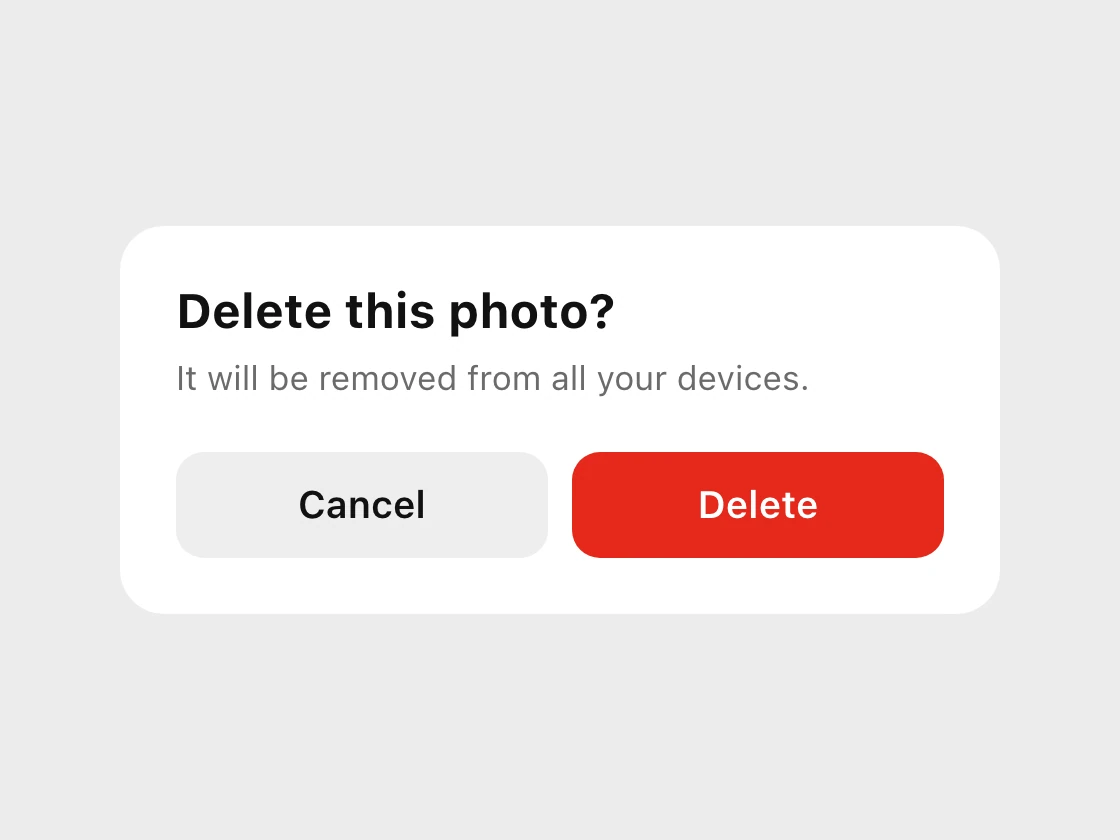 The same dialog with a red Delete button instead of OK