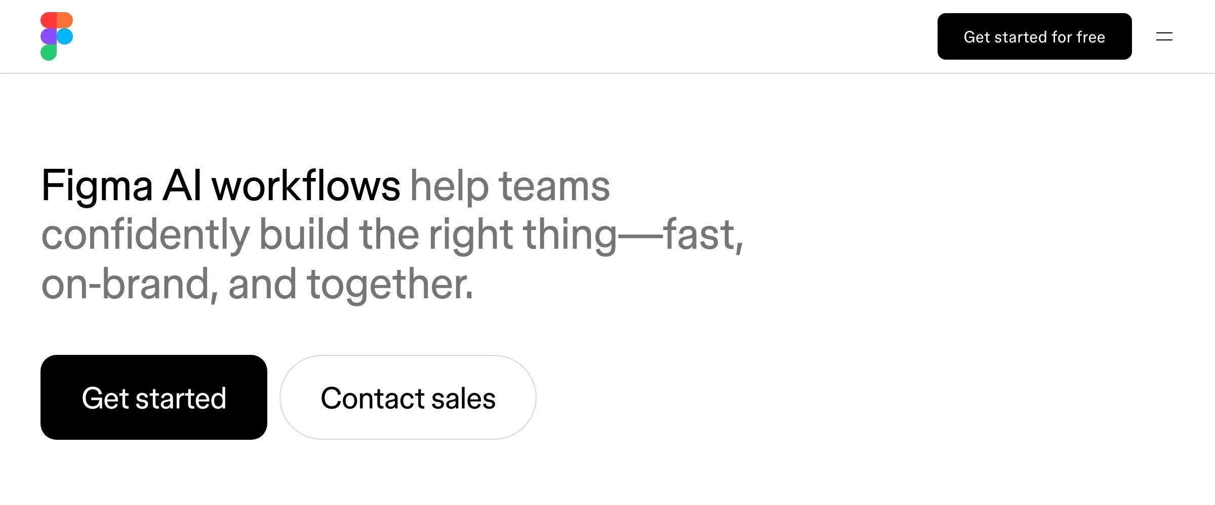 The Figma AI page at figma.com, where Figma pitches AI workflows that stay inside the design canvas.