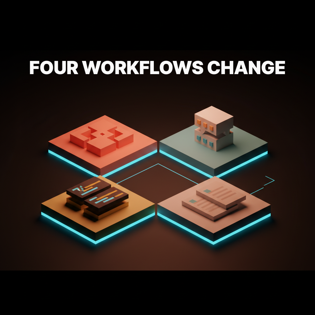 Voxel illustration of brand voice context loaded once and applied across fifty design screens in a single session.