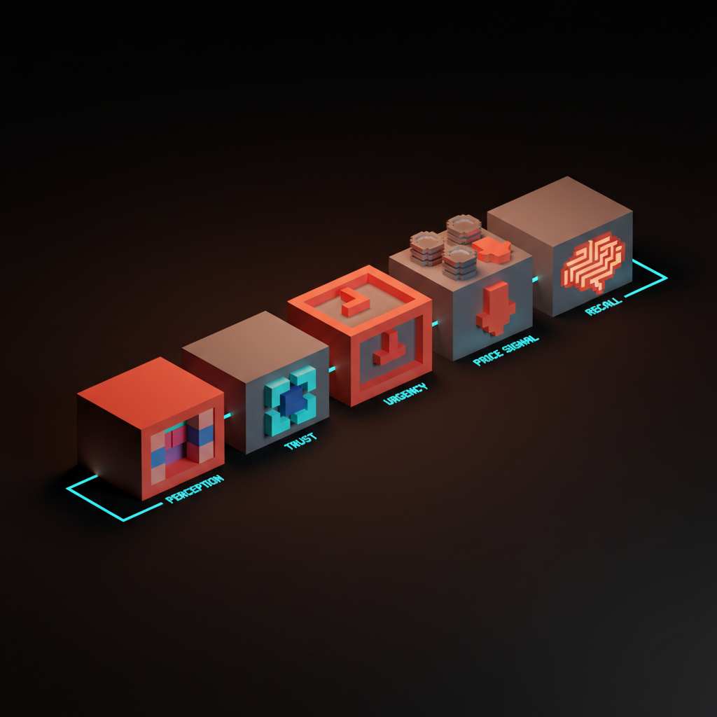 Voxel diagram: five parallel color jobs.