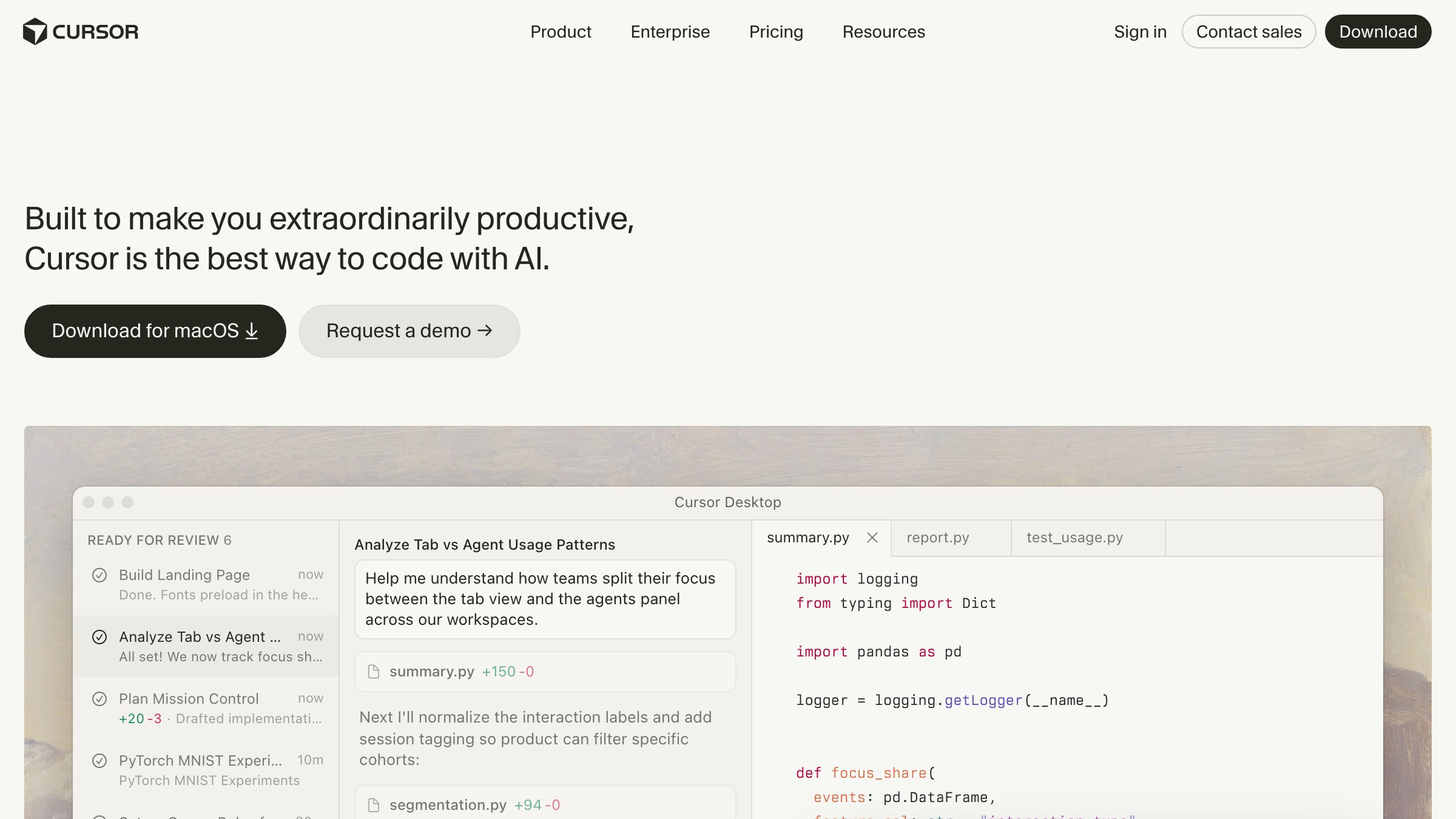 Cursor code editor showing an active project with the inline AI suggestion panel open