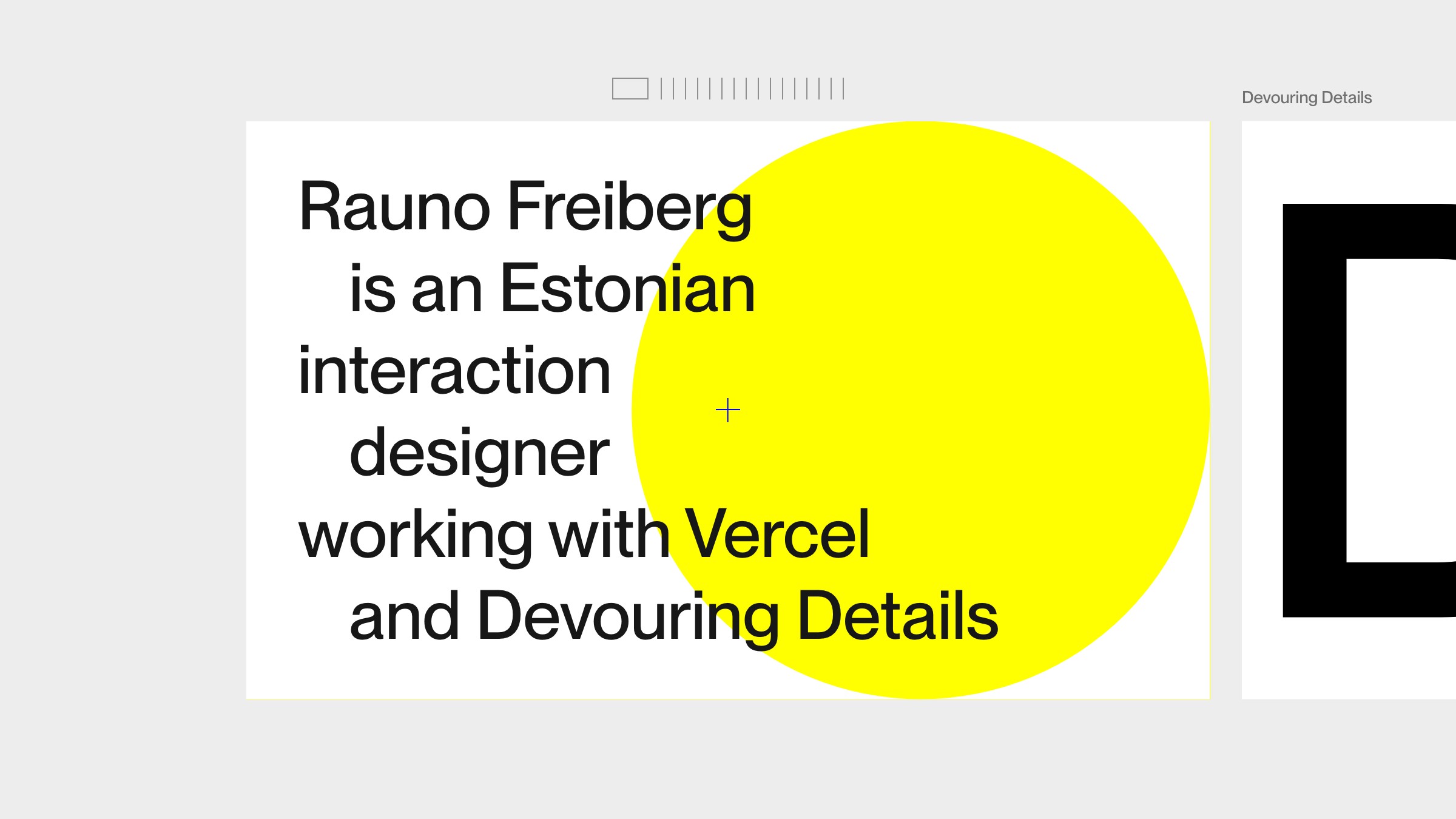 Rauno.me portfolio showing fine-detail interaction work at the boundary of design and code