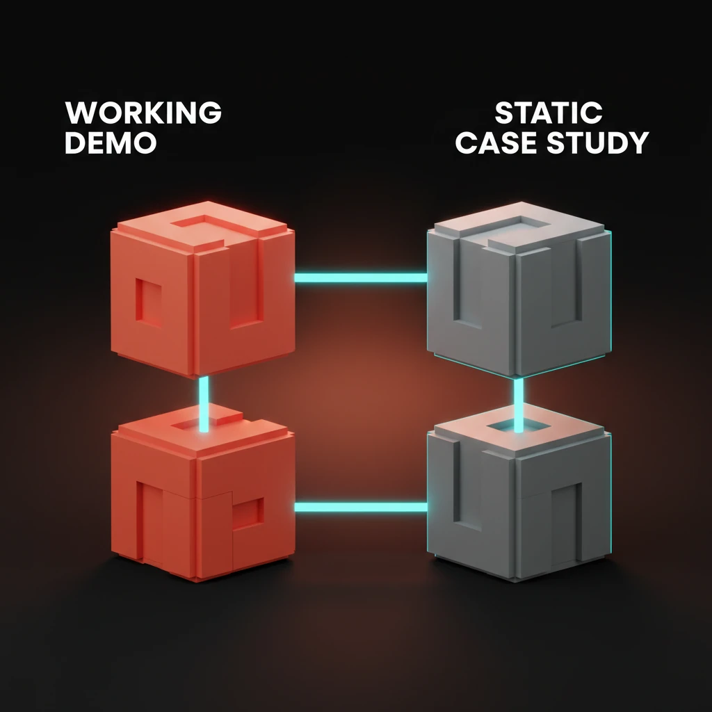 Diagramme voxel contrastant un deck d'étude de cas gonflé avec un artefact fonctionnel en direct.