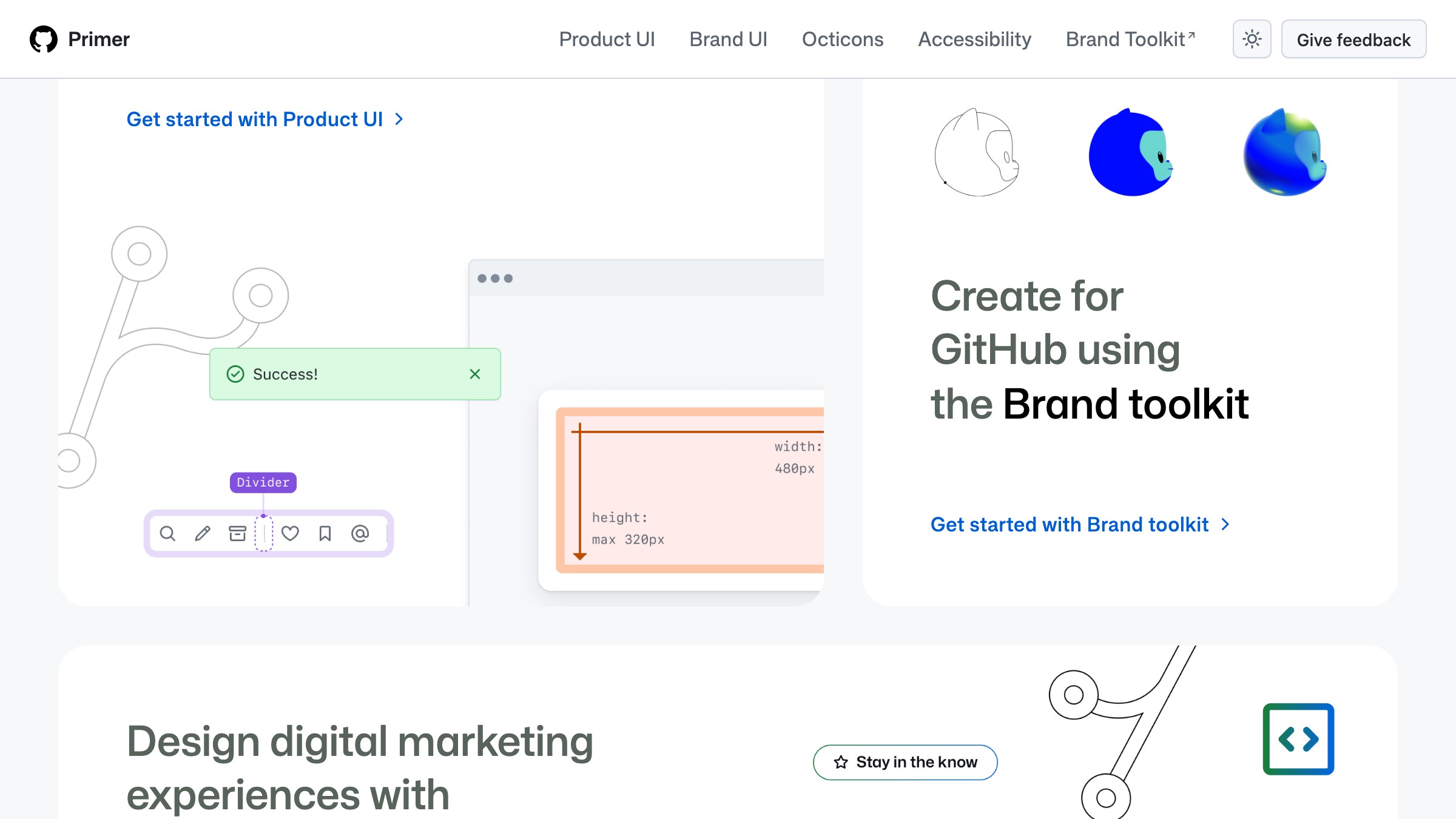 GitHub Primer design system site, whose functional tokens ship light, dark, and high-contrast themes from one token set.