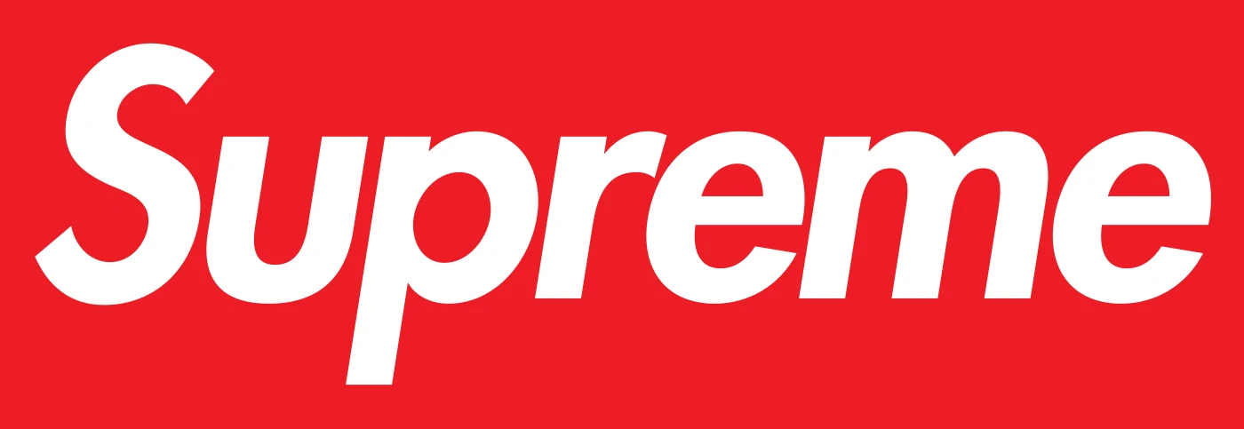 The Supreme logo, white letters on a red box