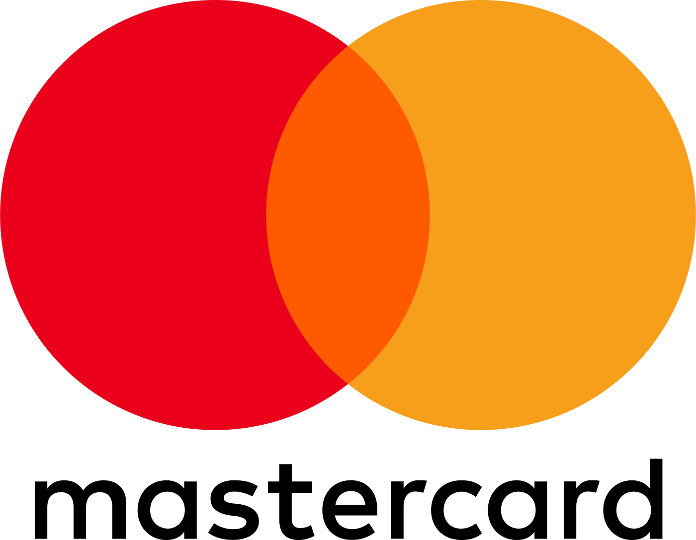 The Mastercard logo: two overlapping circles, red and yellow, with the name below in lowercase