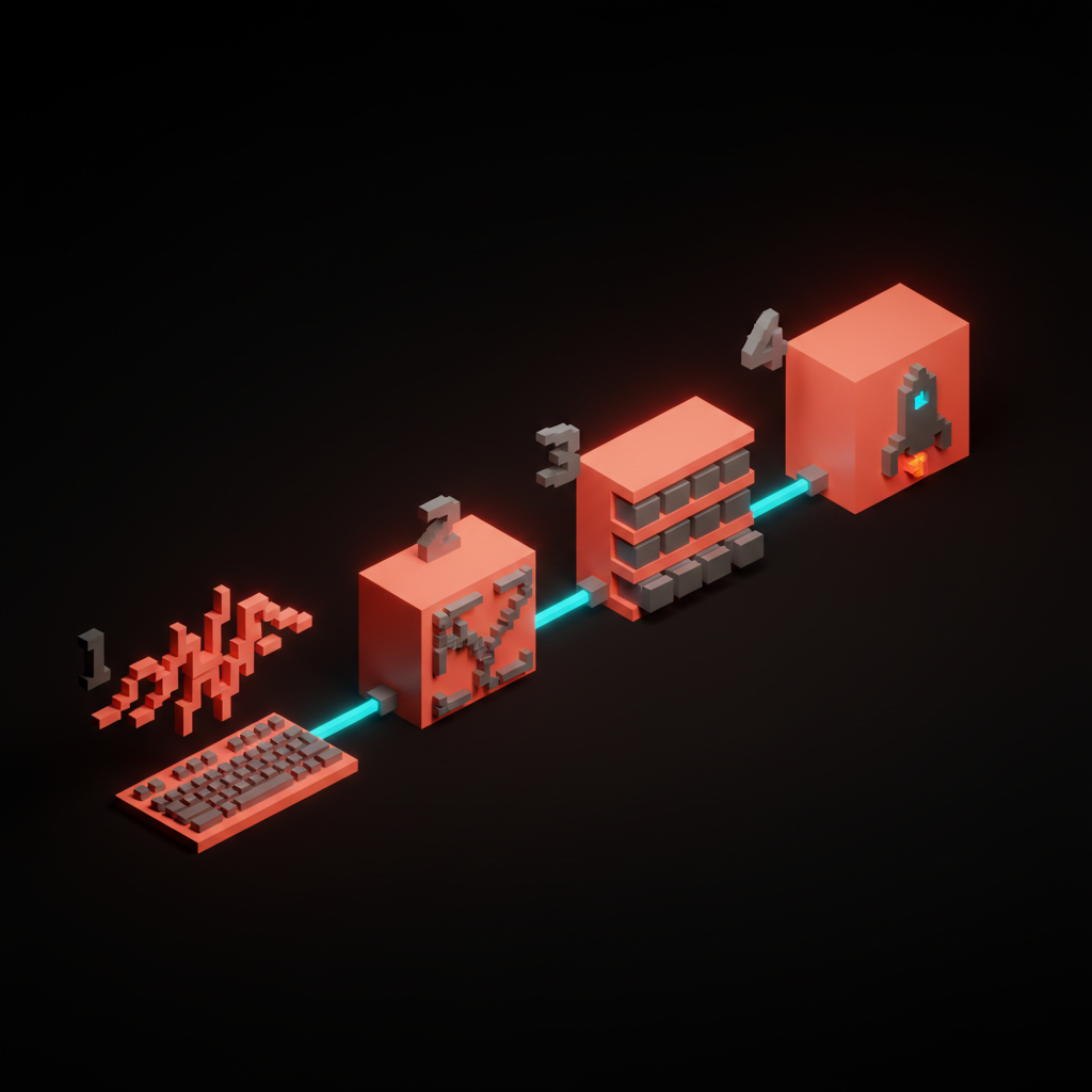 Voxel workflow diagram mapping four steps from Weave prompt to a production-ready component-based design file.