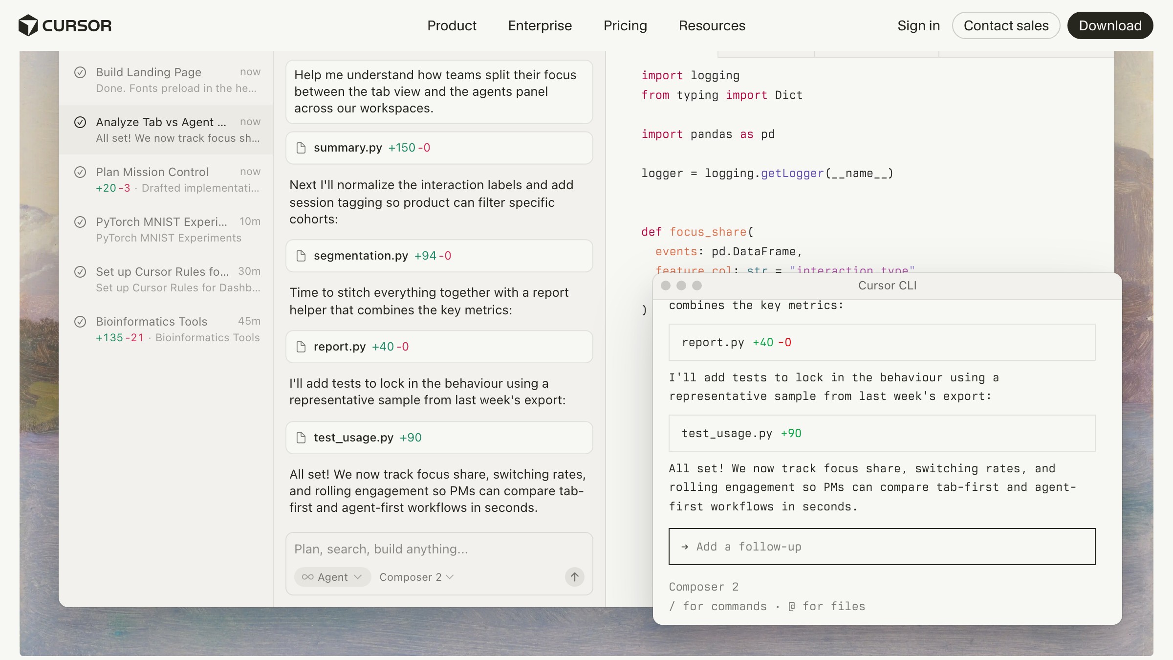 Cursor AI editor scaffolding code structure, a parallel to how Weave scaffolds design layout before real components replace it.