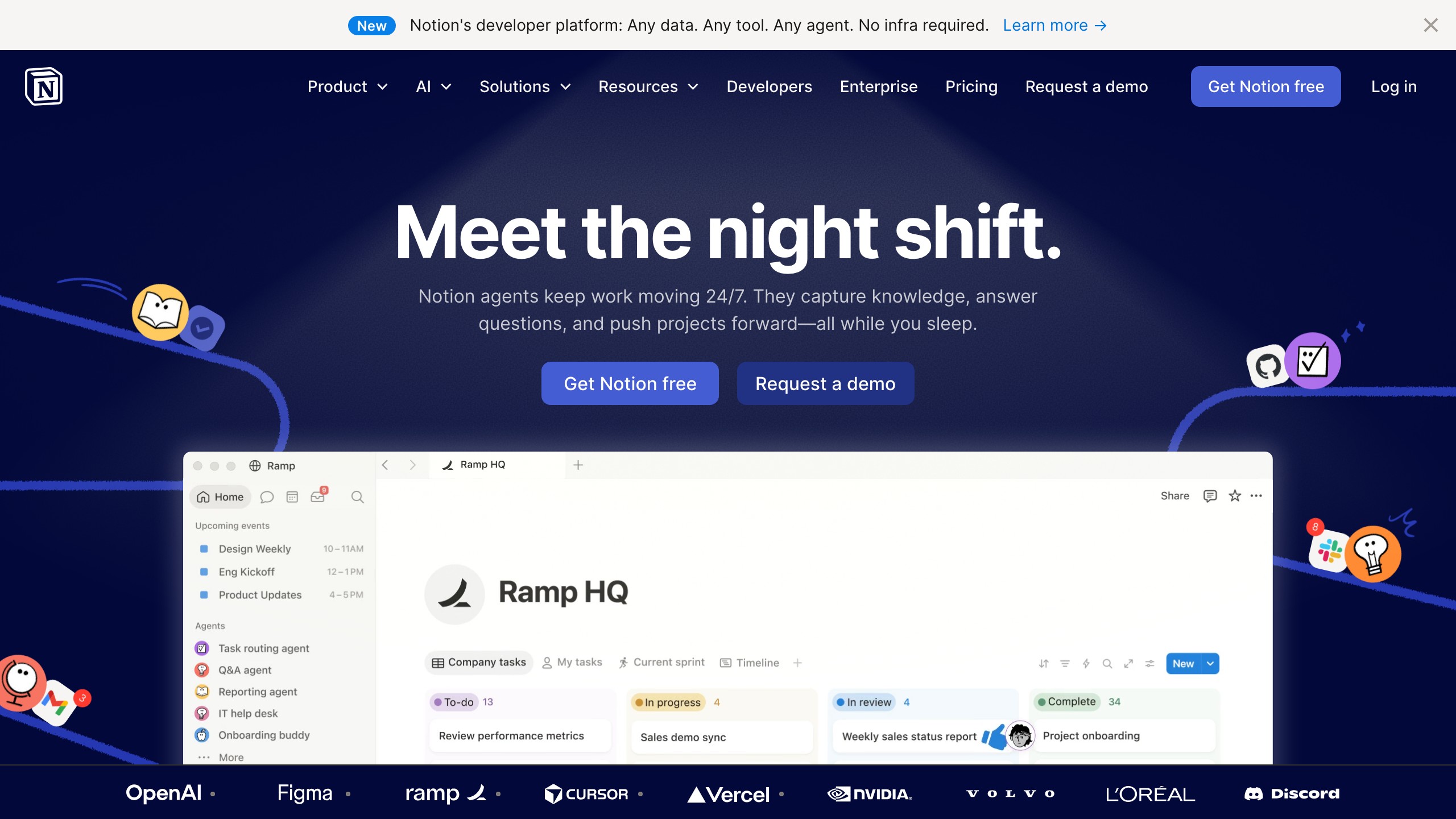 Notion's homepage hero with a clean single-column CTA pattern, the same discipline that runs through their sign-up form.