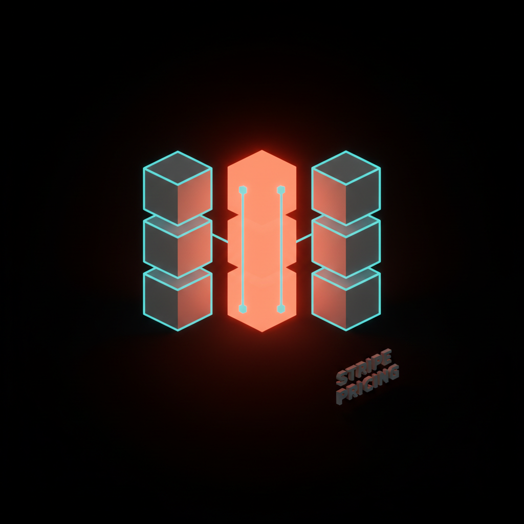 Voxel three-column grid with identical proportions and the middle column highlighted in coral