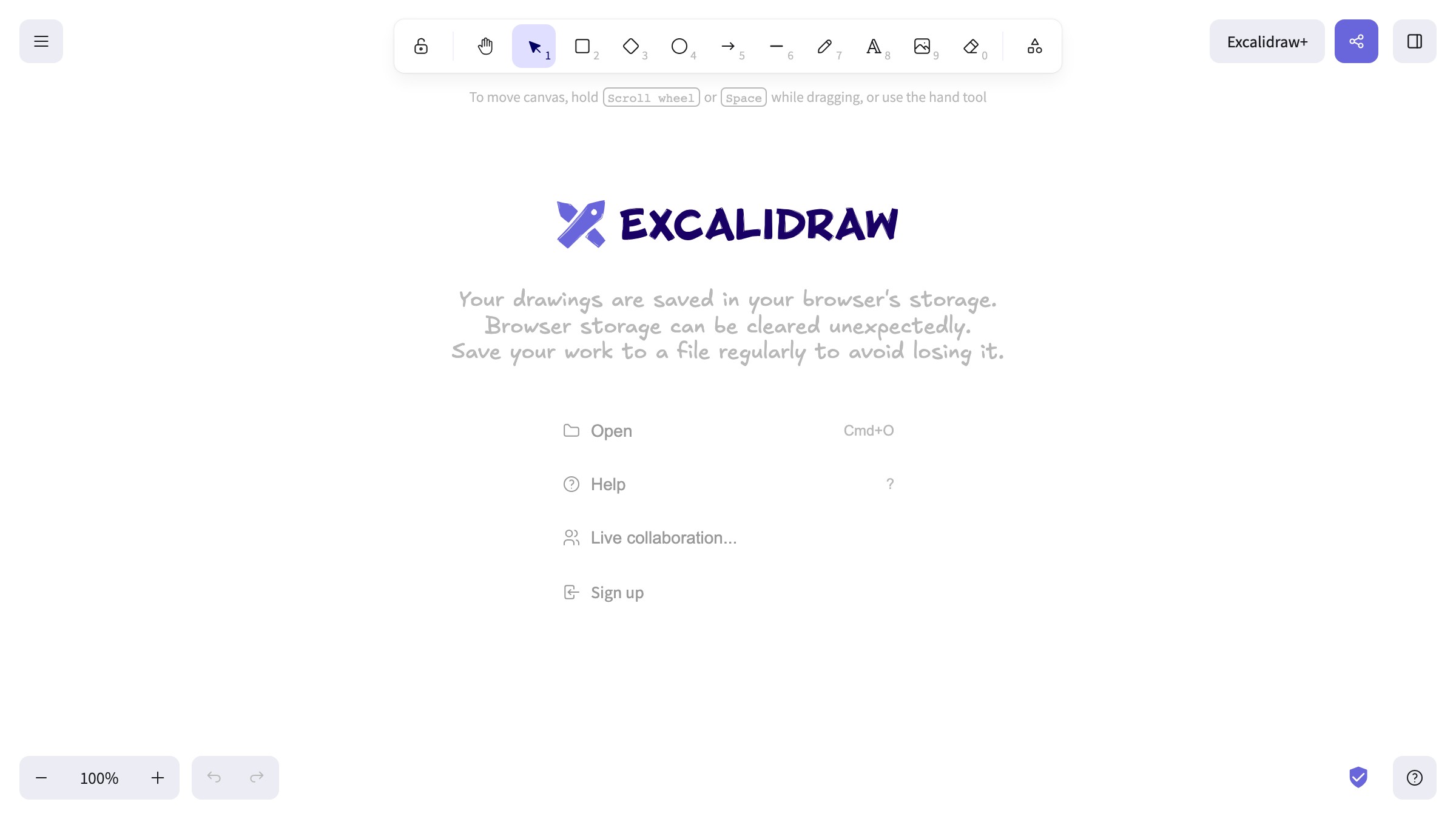 Excalidraw-Canvas mit Wireframe-Strukturskizzen für frühe Layout-Exploration.