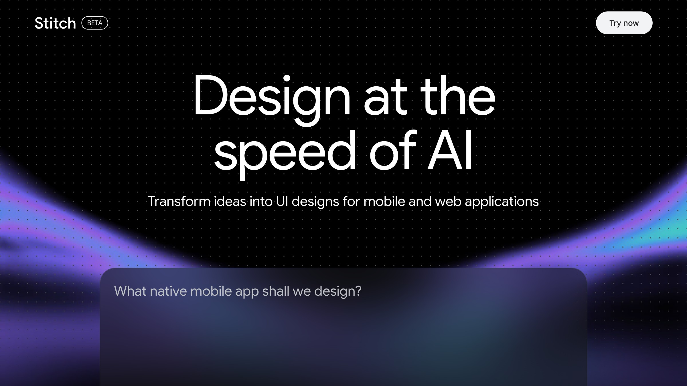Galileo AI-Startseite mit dem Prompt-to-UI-Tool, dessen Baseline Stitch 2025 übertroffen hat.