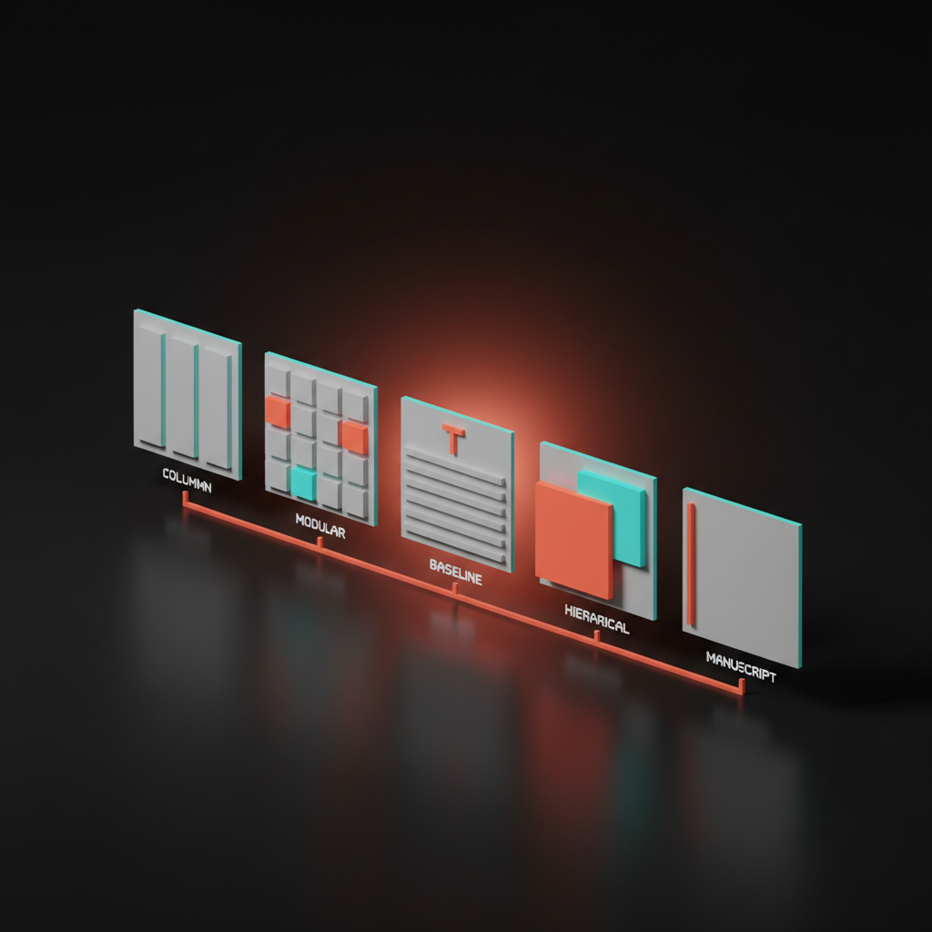 Voxel framework diagram of five labeled cards: column, modular, baseline, hierarchical, manuscript
