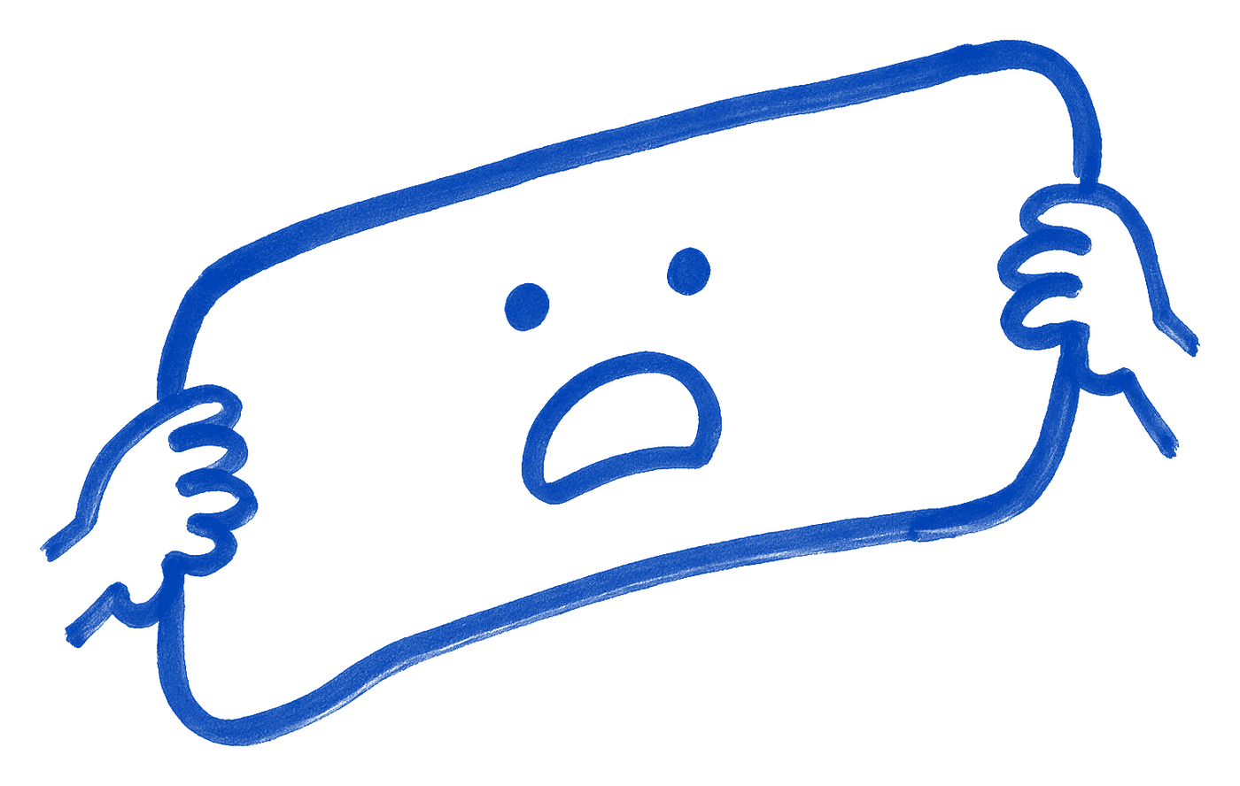 A logo lockup drawn in ink being pulled wide by two hands, the fate of a brand that only has one orientation