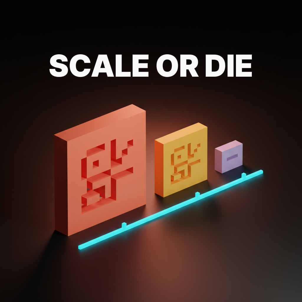 Voxel illustration of a logo mark reduced to a single glyph at sixteen pixels for use as a favicon