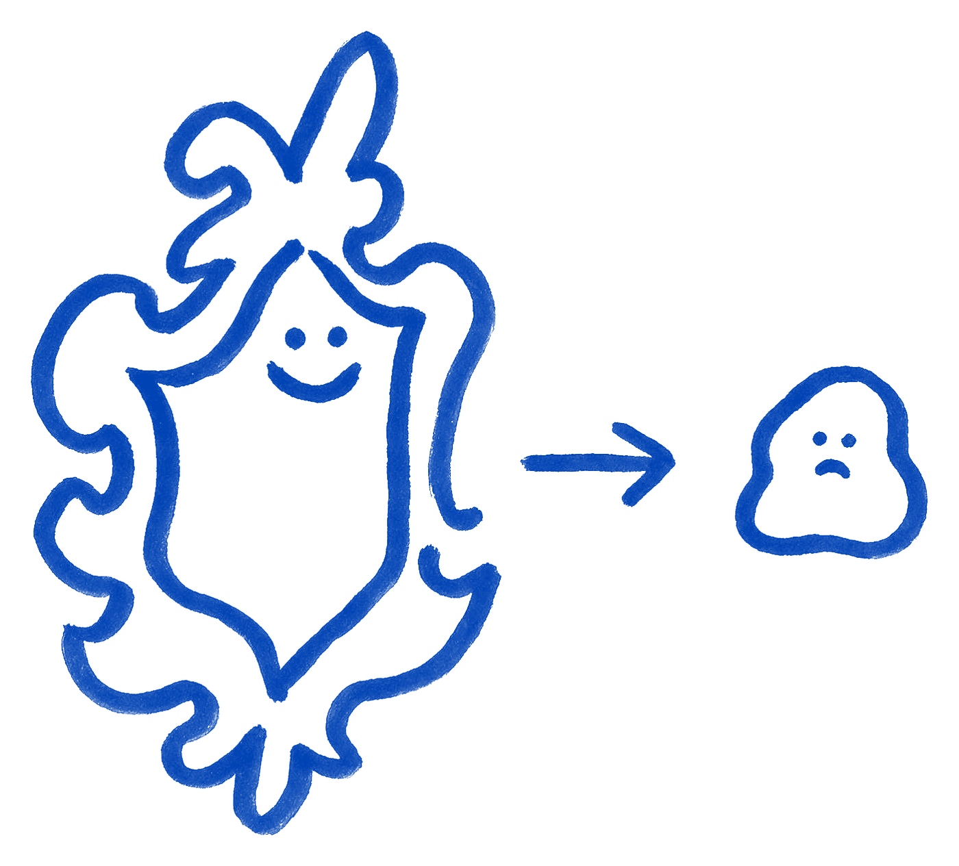 An ornate crest, an arrow and the featureless blob it becomes at sixteen pixels, drawn in ink