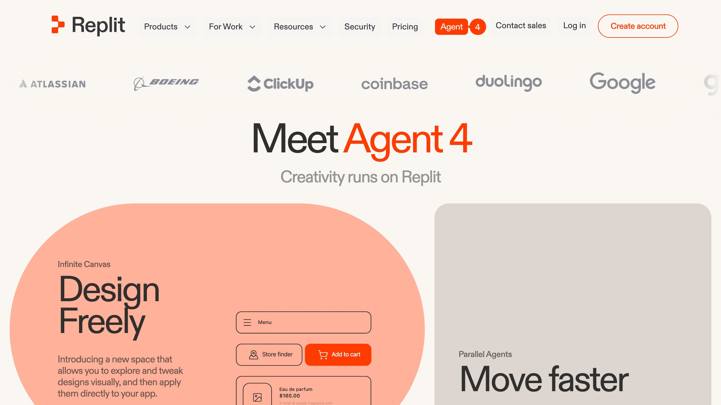 Replit AI-native development environment showing cloud coding tools connected to an agentic workflow.