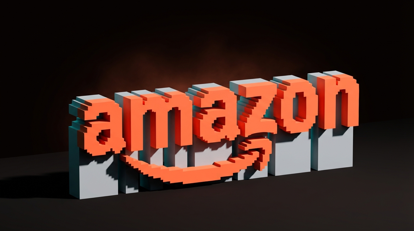 Voxel Amazon wordmark with the curved arrow stretching from A to Z, forming a smile