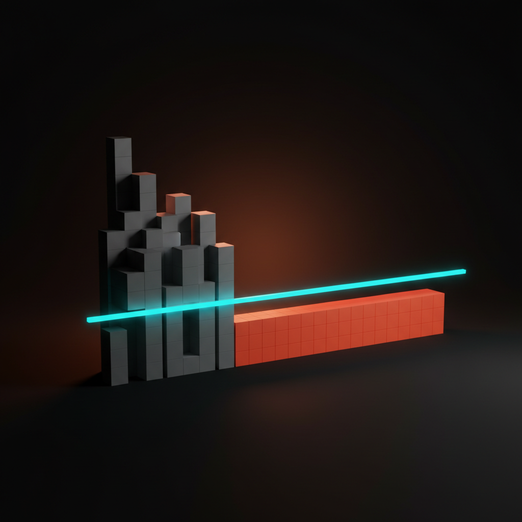 Voxel illustration showing the subscription pricing floor calculation from client capacity to monthly revenue
