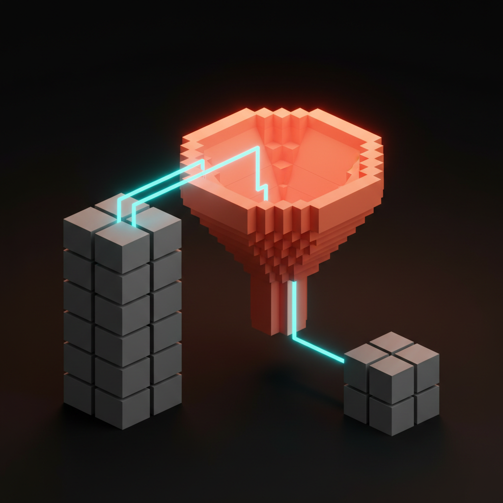 قمع voxel يوضح مسار انتقال منظم للعلامة التجارية يحافظ على التقدير أثناء تنفيذ التغيير.