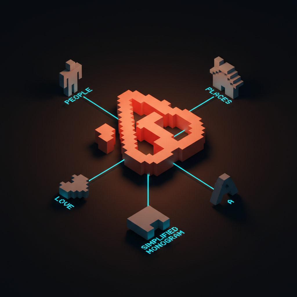 Voxel breakdown of a logo system showing which tiers fail at 16px and 32px render sizes.