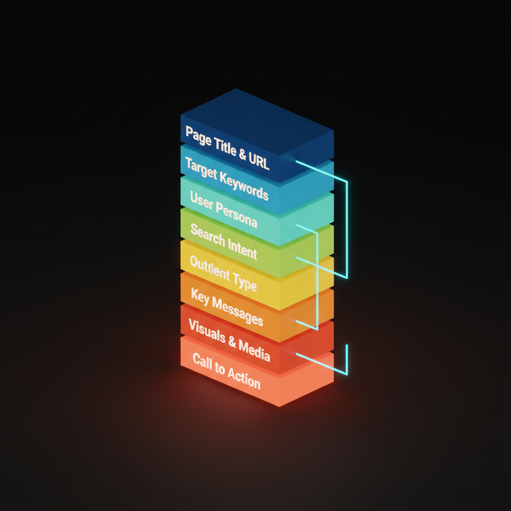 Voxel illustration of a SaaS landing page broken into labeled content sections stacked in sequence.