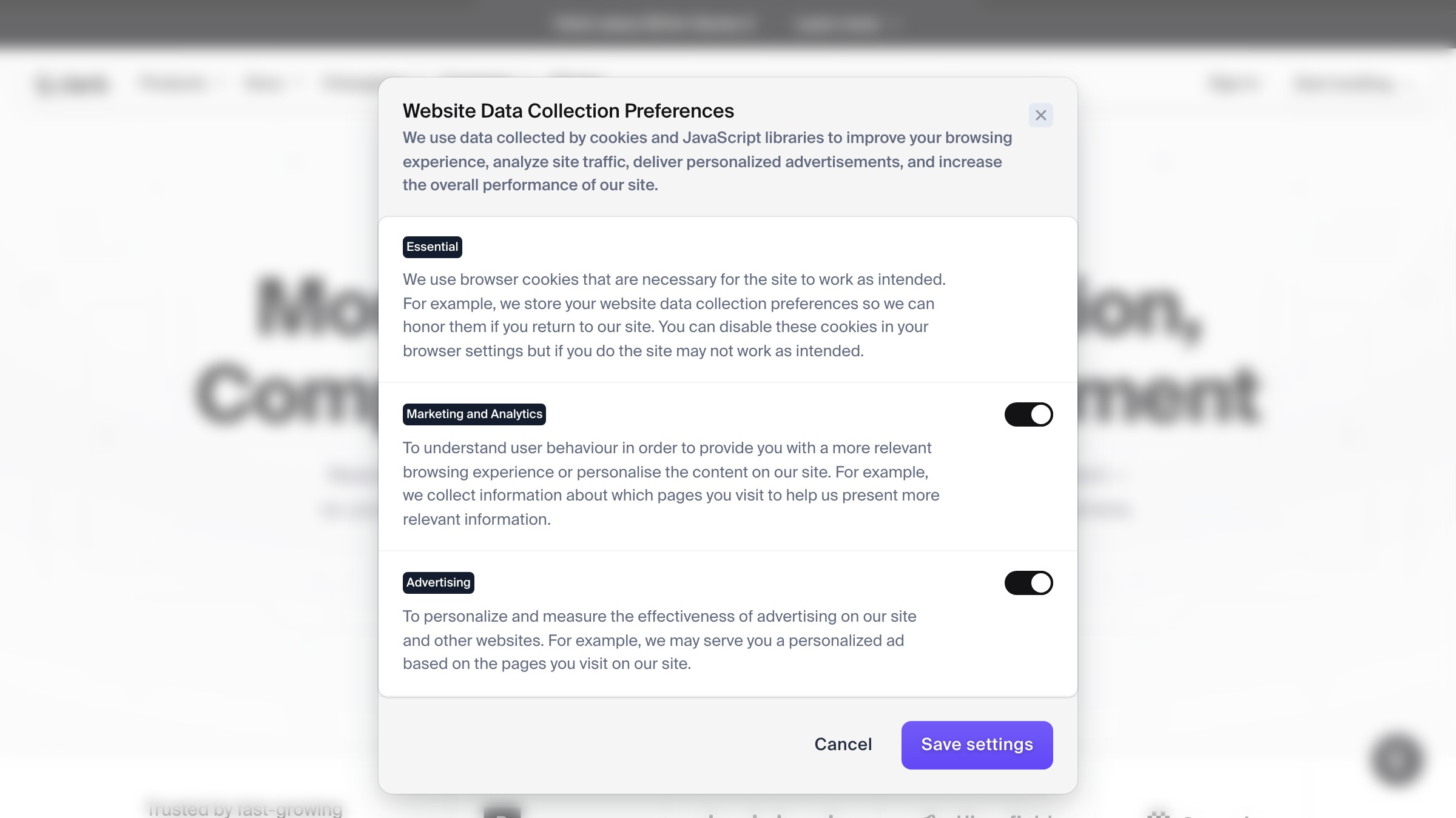 Clerk homepage use-case grid framing authentication as a felt experience across startup and enterprise buyer segments.
