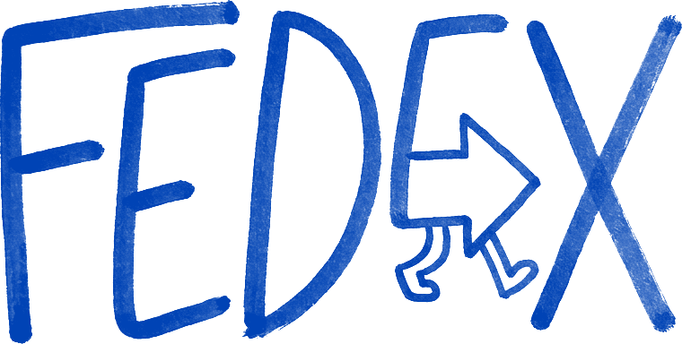 FedEx这个词用墨水手绘而成,隐藏的箭头从E和X之间探出