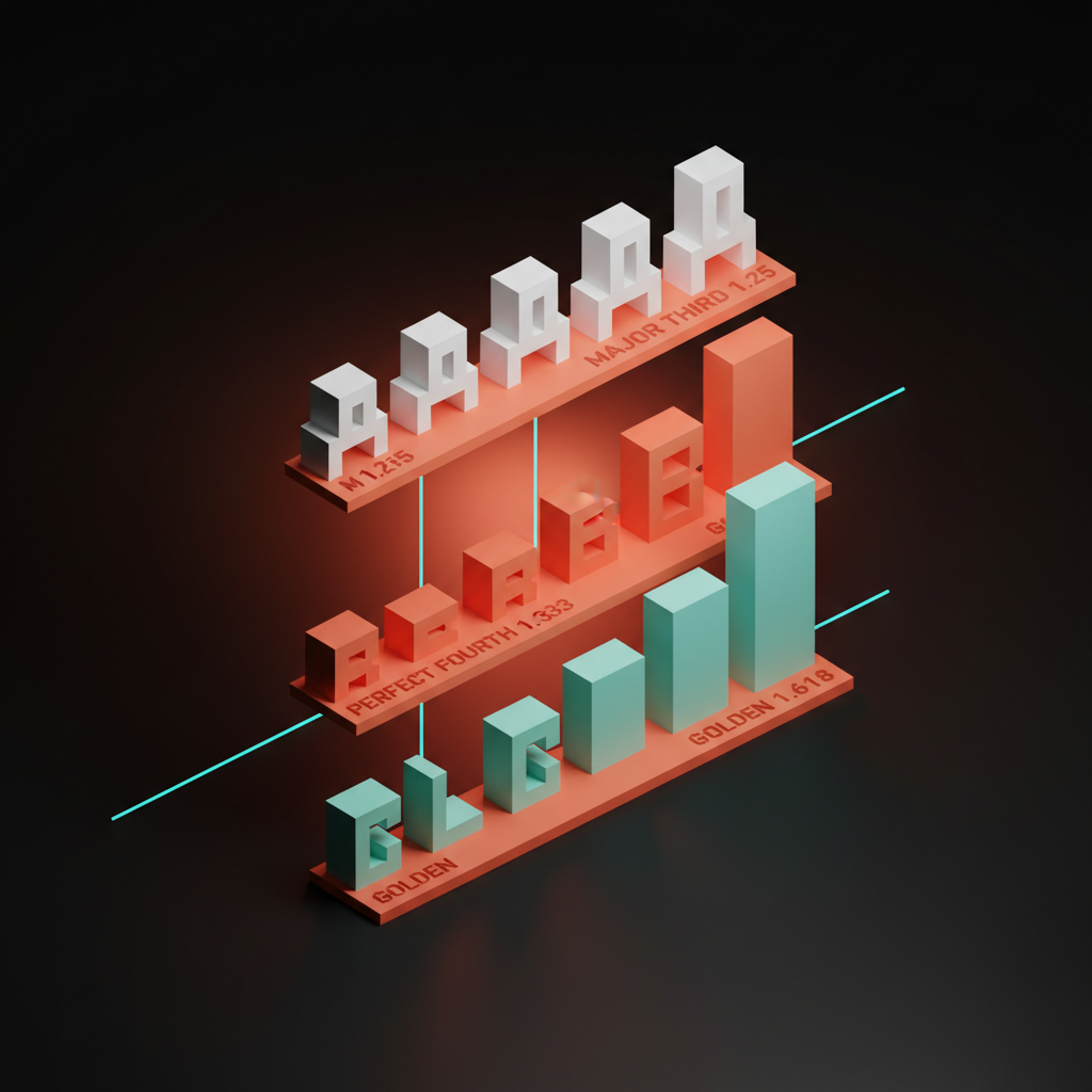 Three voxel ladders side by side showing the rise of major third, perfect fourth, and golden ratio scales at the same base size